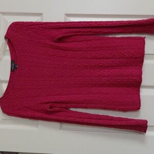 Ralph Lauren Deep Rose Cable Knit Sweater